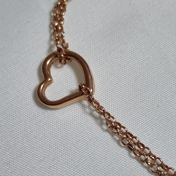 Gorgeous 10k Rose Gold Heart Ankle Bracelet - Picture 2 of 7